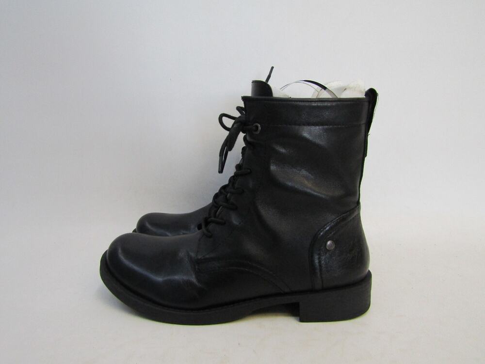 Nine West Womens Size 6 M Black Leather Zip Laces Ankle Fashion Boots Bootie